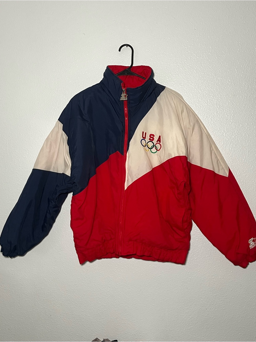 VTG RARE Starter USA Olympic Team Jacket Red White Blue Officially Licensed Sz M